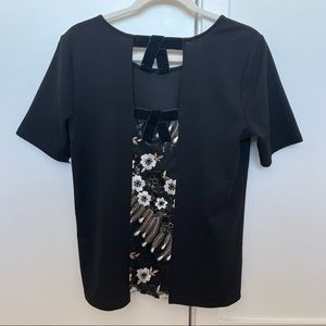 Ann Taylor Factory Small Black Short Sleeve Blouse